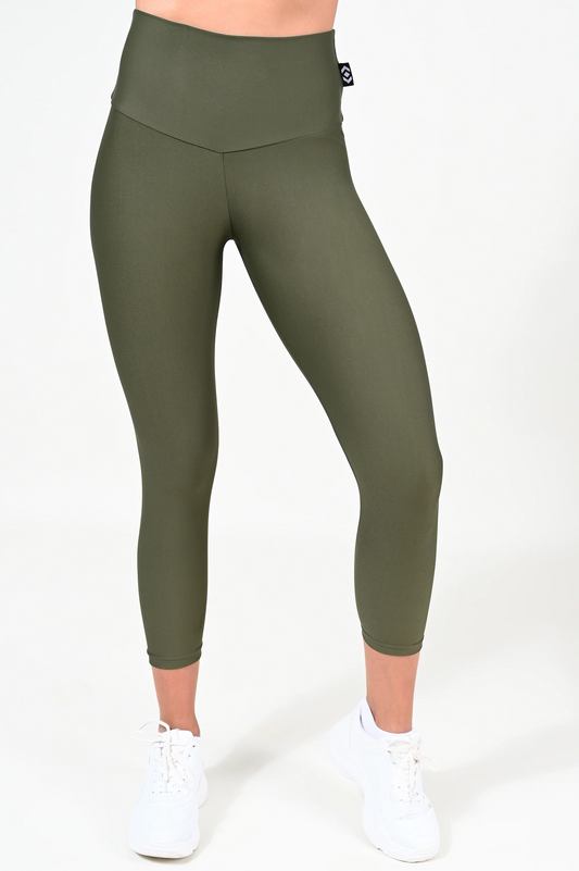 Dark Khaki Performance - Booty Scrunch High Waisted Capri Leggings