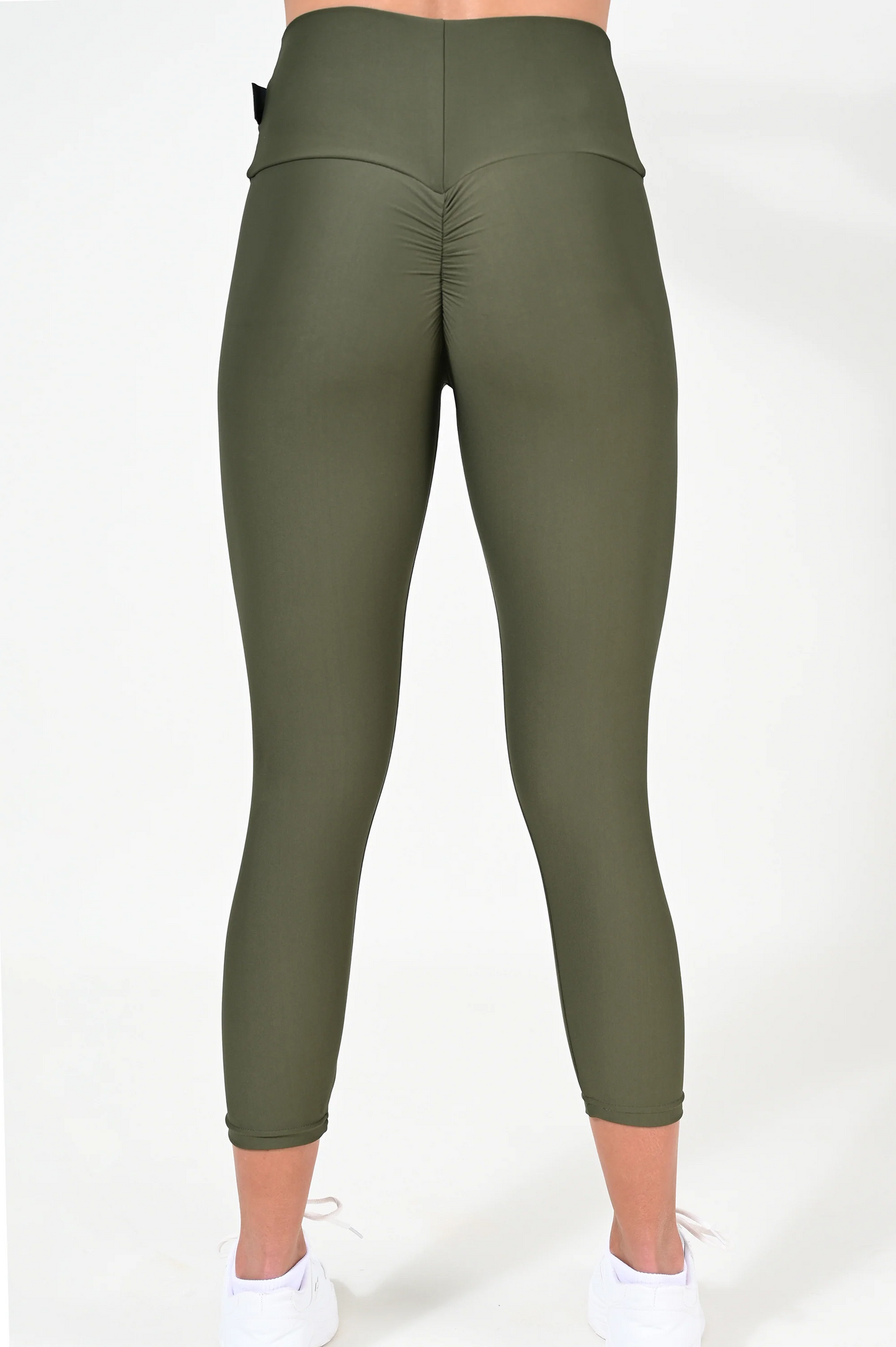 Dark Khaki Performance - Booty Scrunch High Waisted Capri Leggings