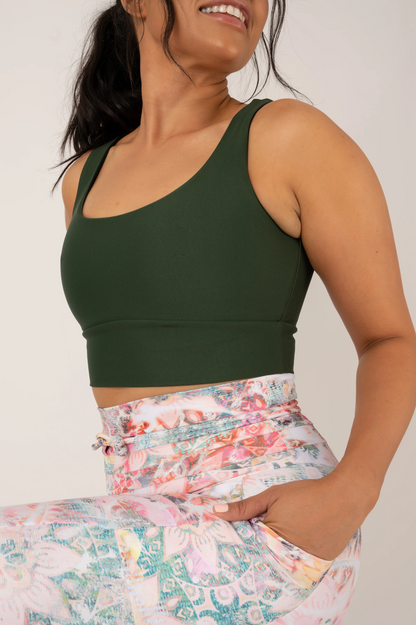 Dark Emerald Performance - Scoop Neck Comfort Crop Top