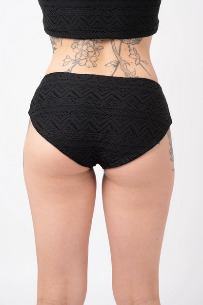 Black Bohemian Lace - Full Coverage Brief Bikini Bottoms