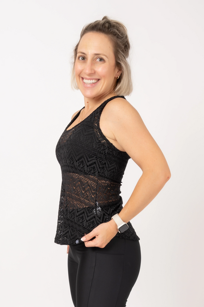 Black Bohemian Lace - Racer Back Tank Top