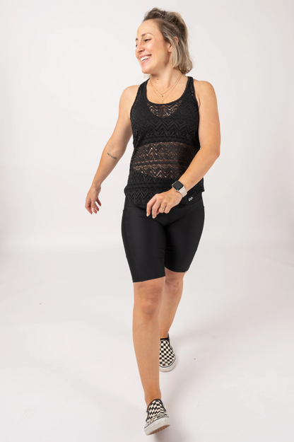 Black Bohemian Lace - Racer Back Tank Top