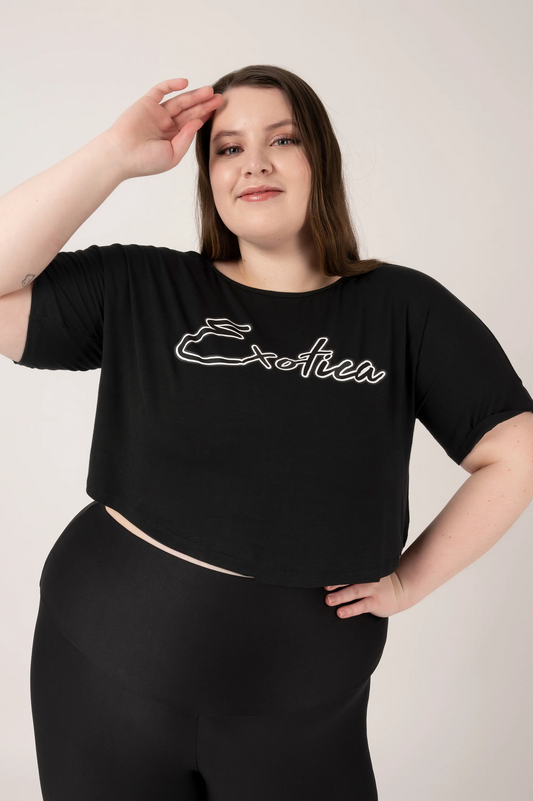 Black Slinky To Touch - Exotica Cropped Tee