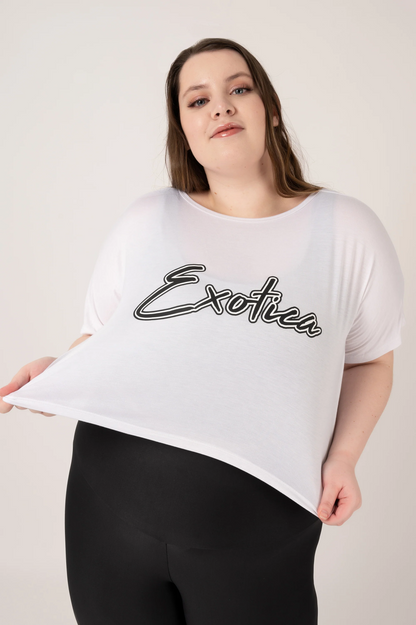 White Slinky To Touch - Exotica Cropped Tee