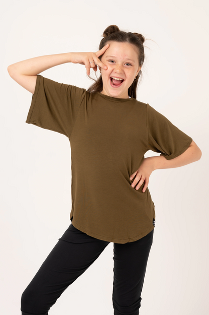 Dark Khaki Slinky To Touch - Kids Boyfriend Tee