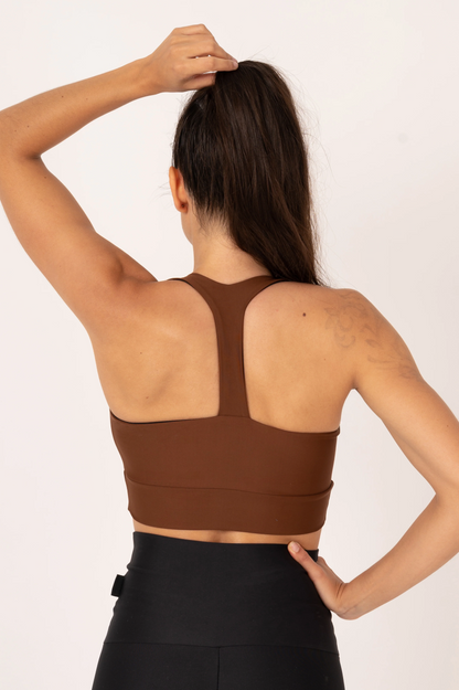 Chocolate Performance - T Back Comfort Crop Top