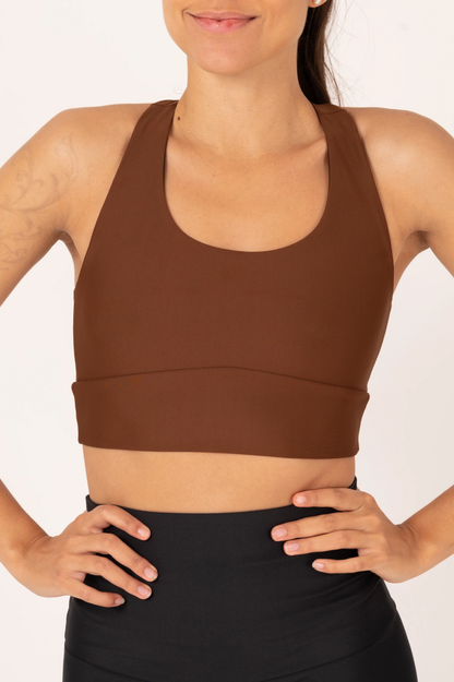 Chocolate Performance - T Back Comfort Crop Top