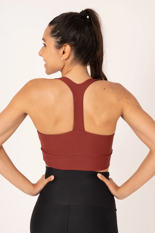 Burnt Copper Performance - T Back Comfort Crop Top