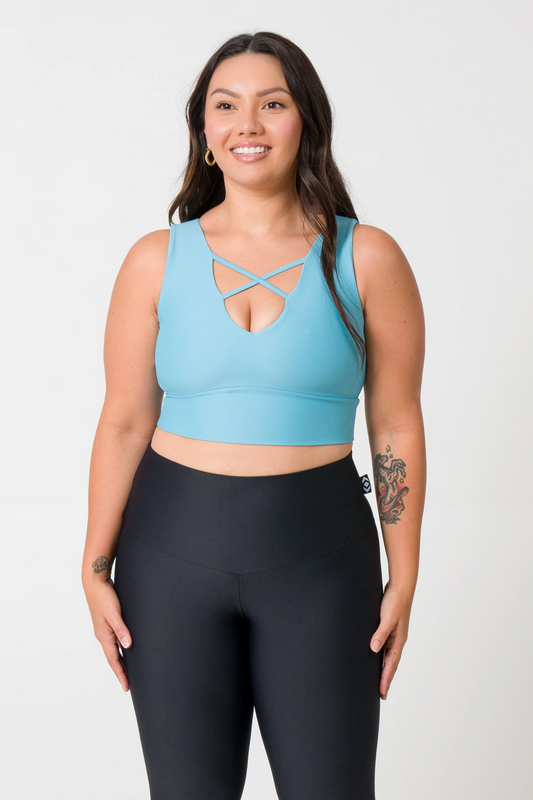 Dusty Pale Blue Performance - Reversible Comfort Crop Top