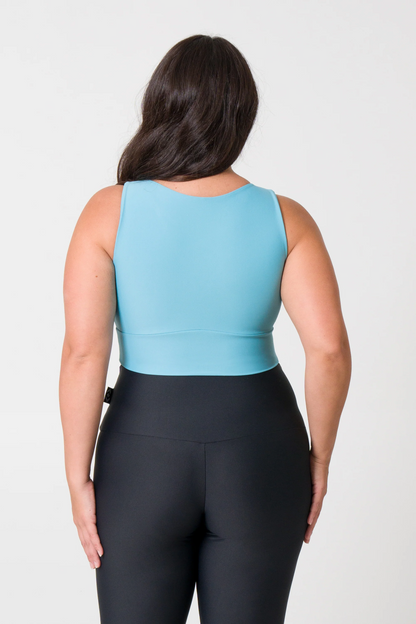 Dusty Pale Blue Performance - Reversible Comfort Crop Top