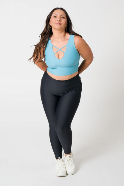 Dusty Pale Blue Performance - Reversible Comfort Crop Top