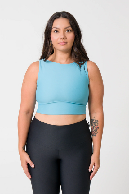 Dusty Pale Blue Performance - Reversible Comfort Crop Top