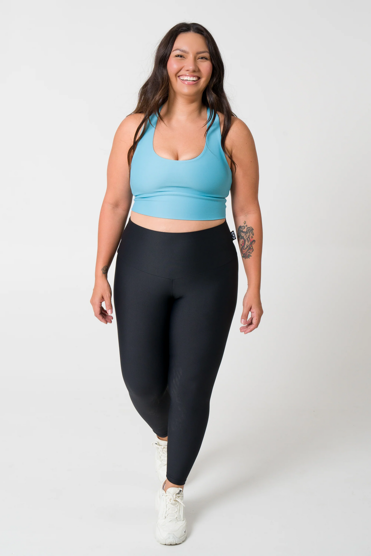 Dusty Pale Blue Performance - T Back Comfort Crop Top