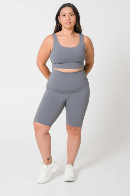 Grey Body Contouring - Extra High Waisted Long Shorts