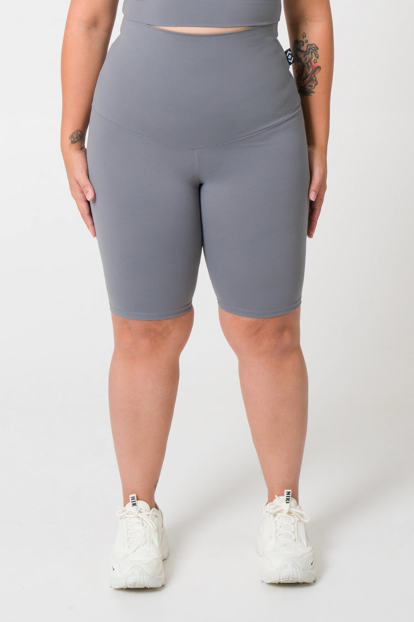 Grey Body Contouring - Extra High Waisted Long Shorts