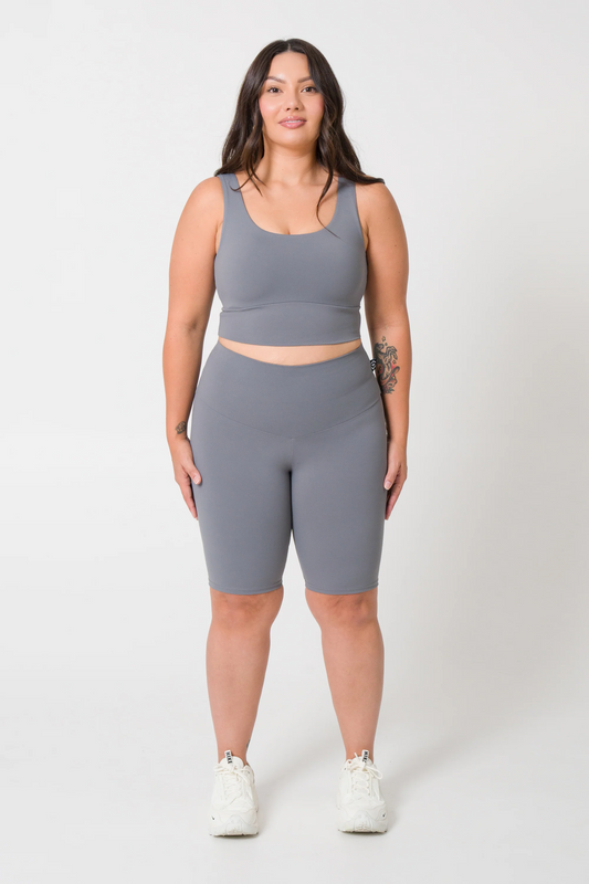 Grey Body Contouring - High Waisted Long Shorts