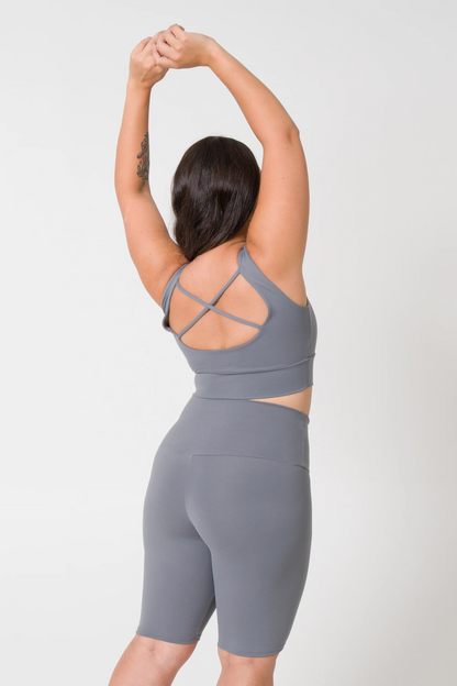 Grey Body Contouring - Scoop Neck Comfort Crop Top