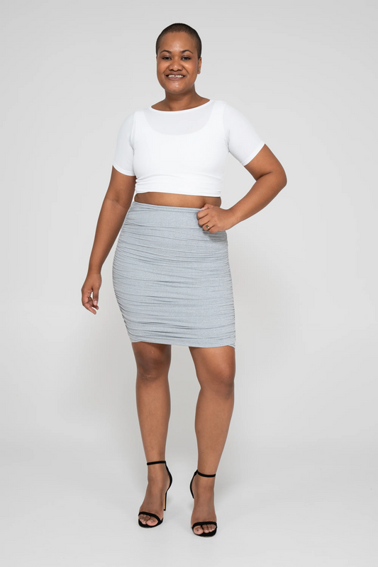 Heather Grey Soft to Touch - Ruched Mini Skirt