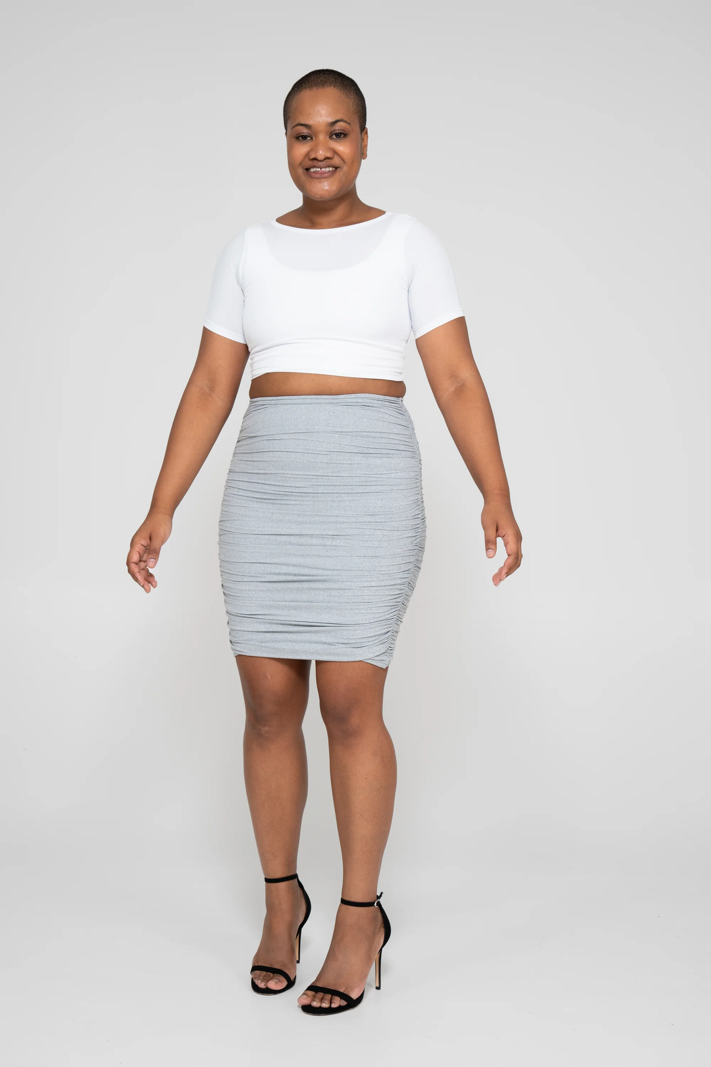 Heather Grey Soft to Touch - Ruched Mini Skirt