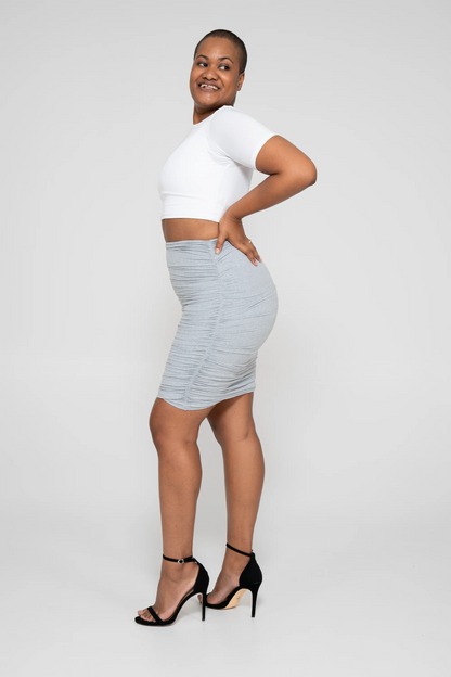 Heather Grey Soft to Touch - Ruched Mini Skirt