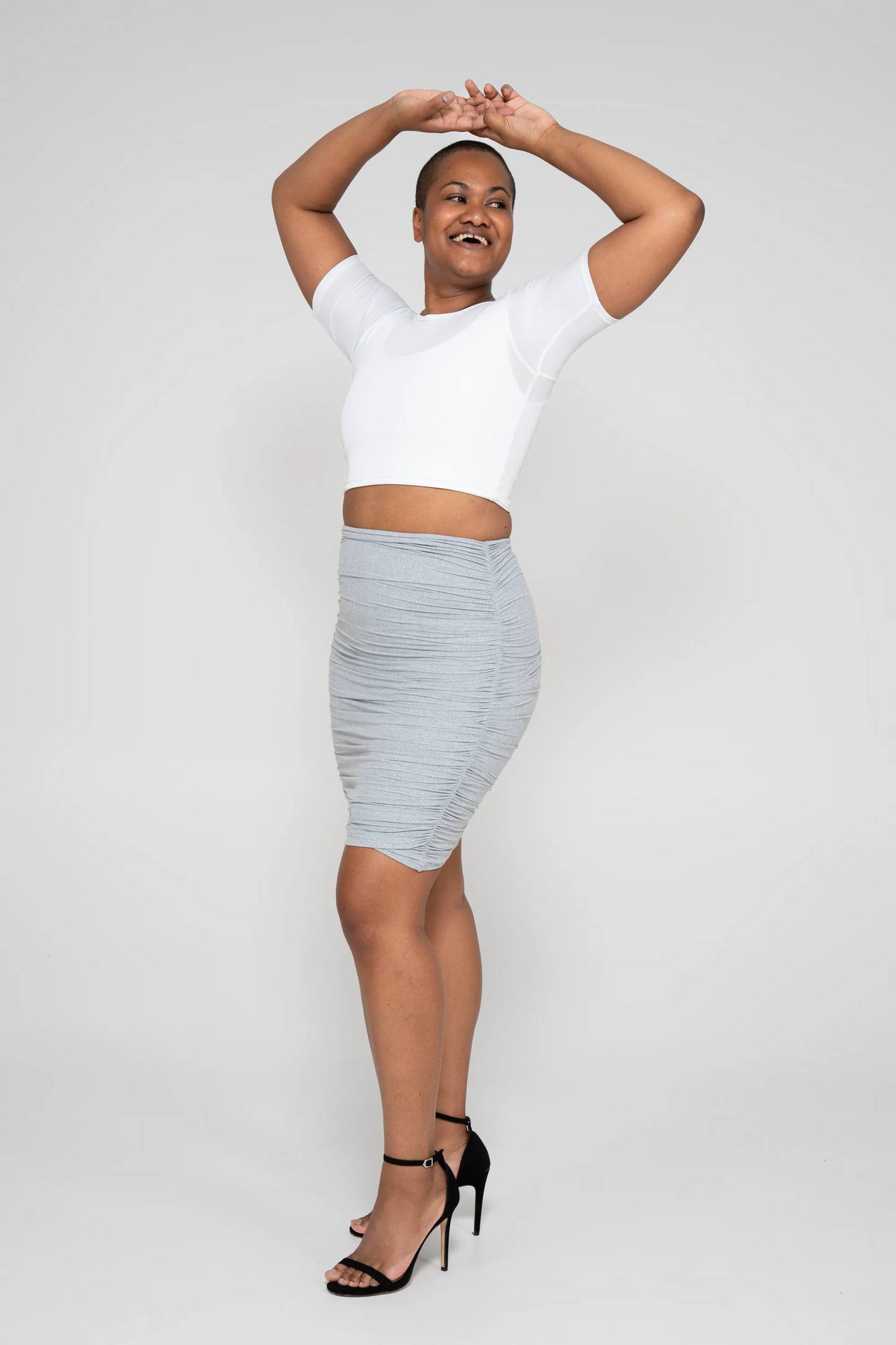 Heather Grey Soft to Touch - Ruched Mini Skirt