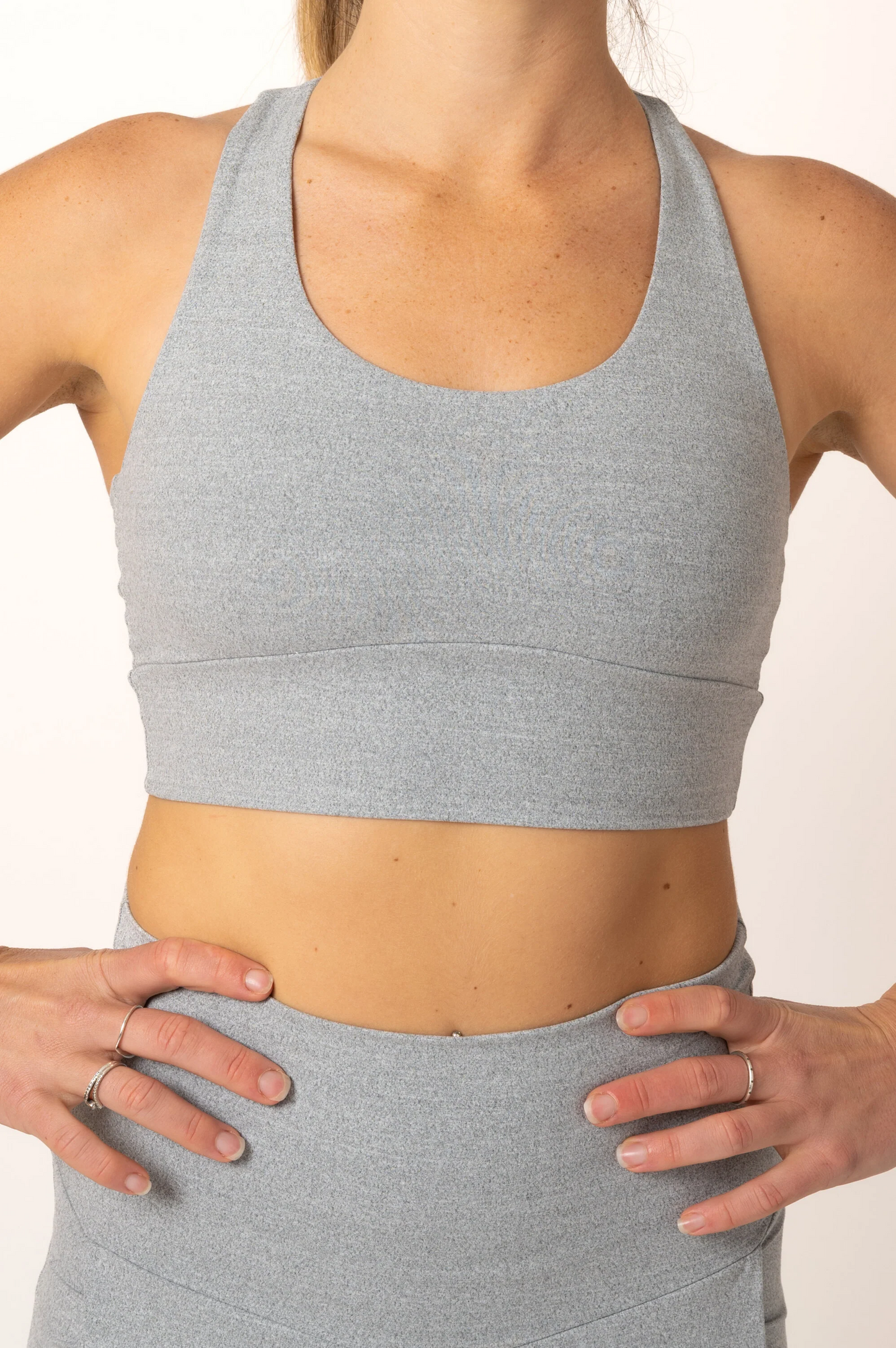 Heather Grey Soft To Touch - T Back Comfort Crop Top