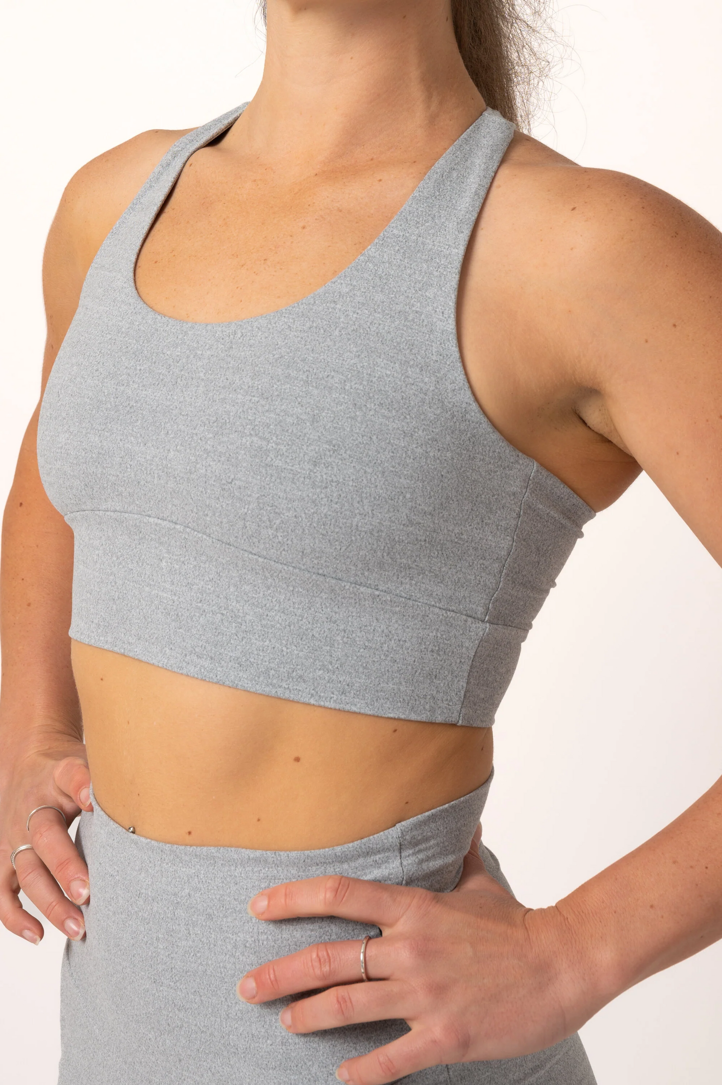 Heather Grey Soft To Touch - T Back Comfort Crop Top