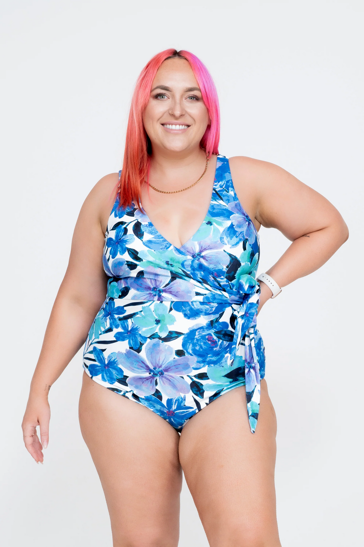 Late Bloomer Blue Performance - Wrap One Piece W/ Extra Coverage Bottoms