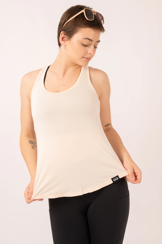 Light Oatmeal Slinky To Touch - Racer Back Tank Top