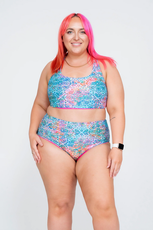 Mandala Rainbow Performance - High Waisted Extra Coverage Bikini Bottoms