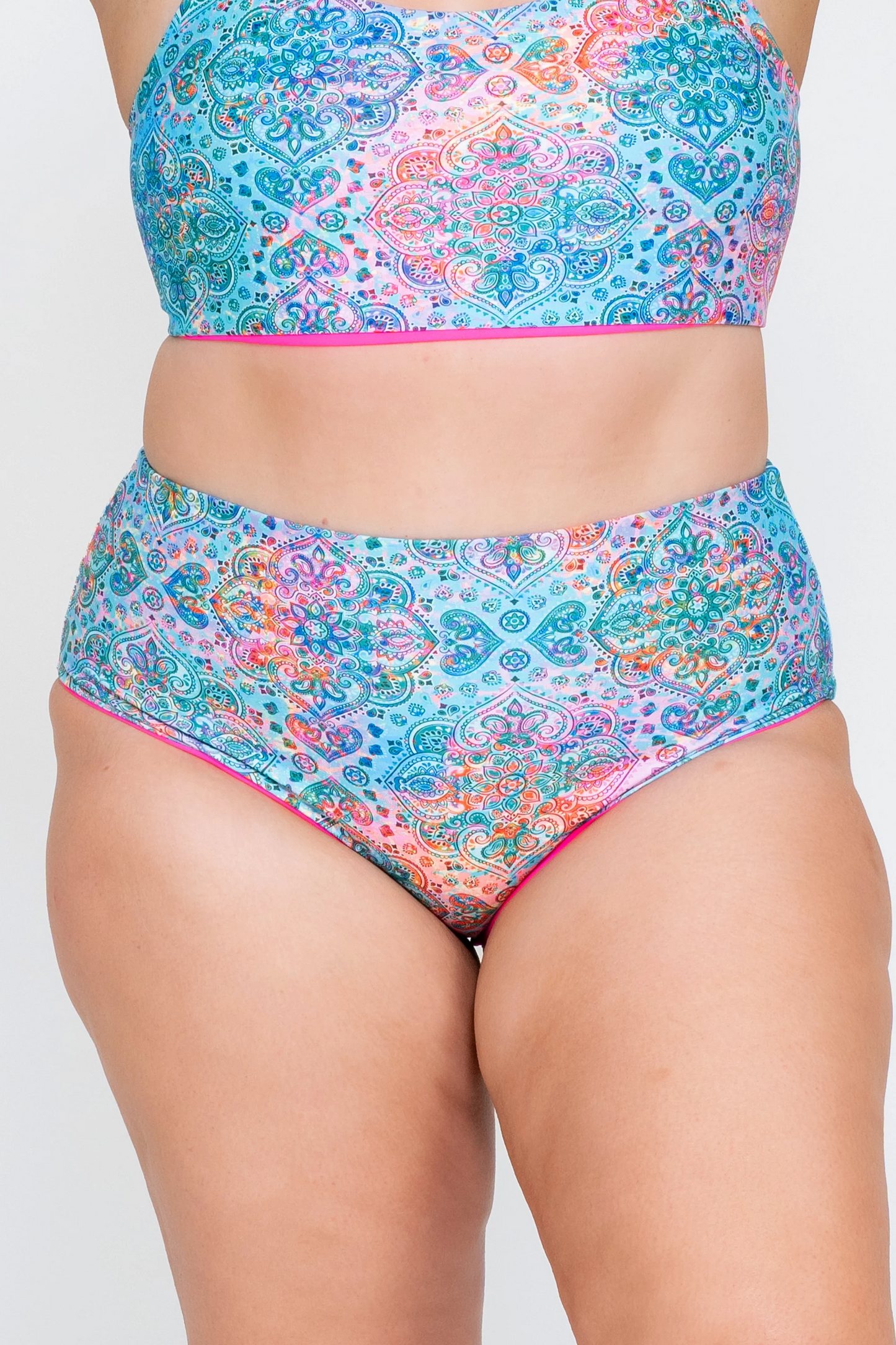 Mandala Rainbow Performance - High Waisted Extra Coverage Bikini Bottoms