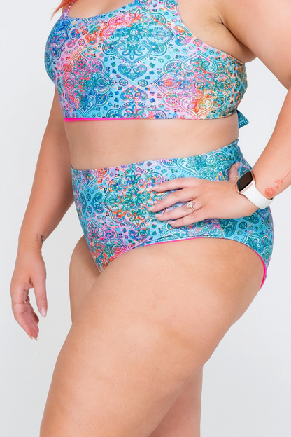 Mandala Rainbow Performance - High Waisted Extra Coverage Bikini Bottoms