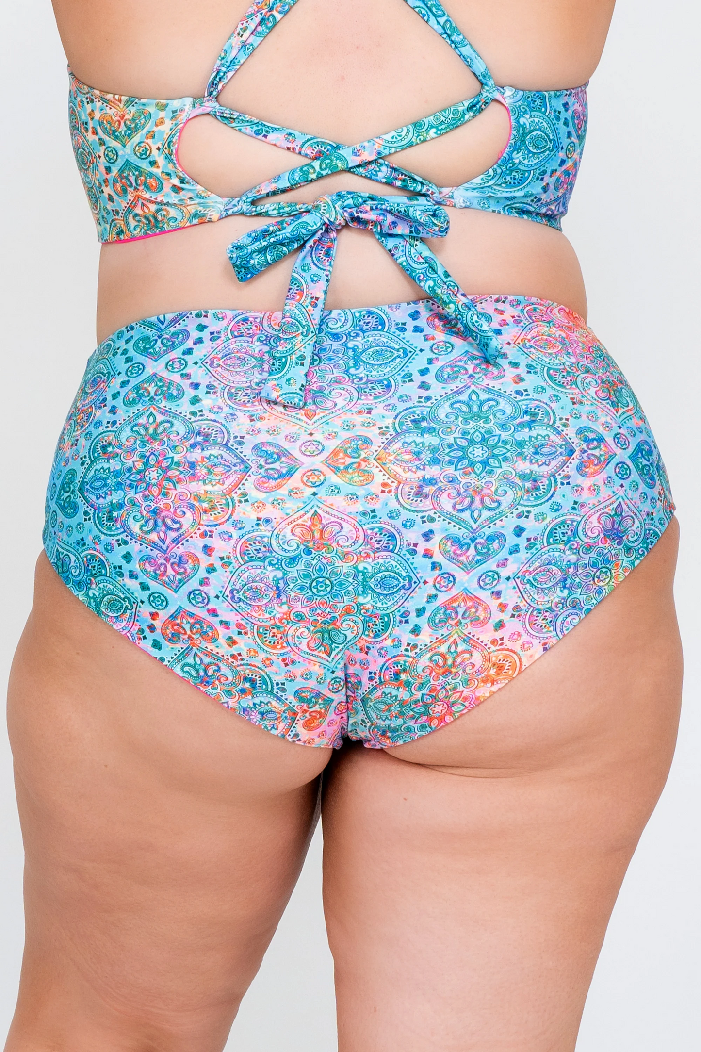 Mandala Rainbow Performance - High Waisted Extra Coverage Bikini Bottoms