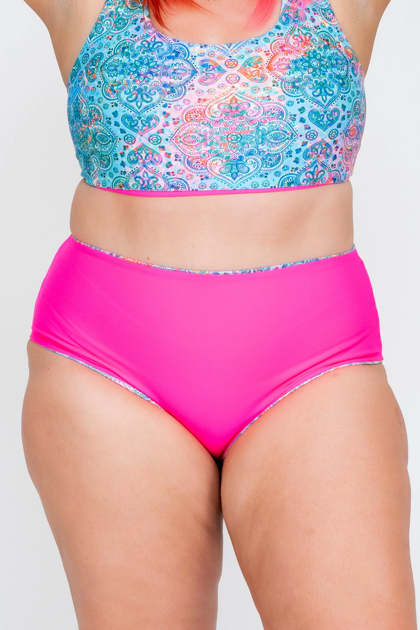 Mandala Rainbow Performance - High Waisted Extra Coverage Bikini Bottoms