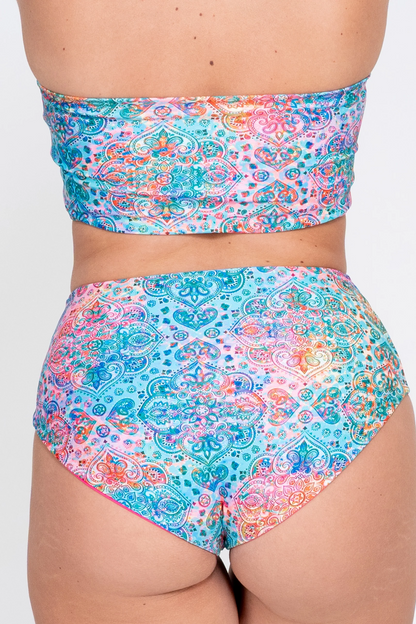 Mandala Rainbow Performance - High Waisted Extra Coverage Bikini Bottoms