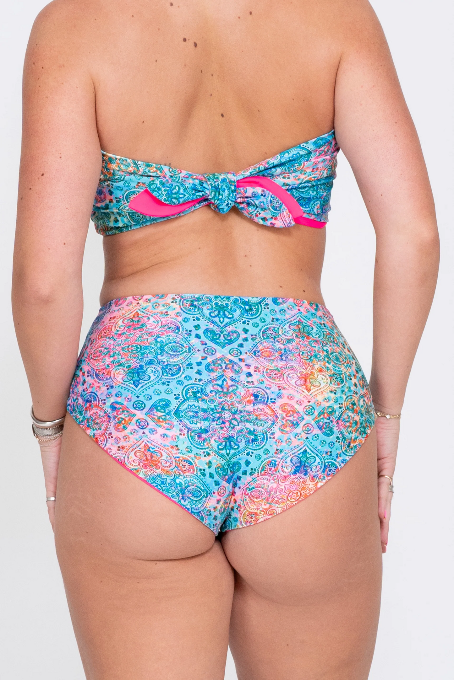 Mandala Rainbow Performance - High Waisted Extra Coverage Bikini Bottoms