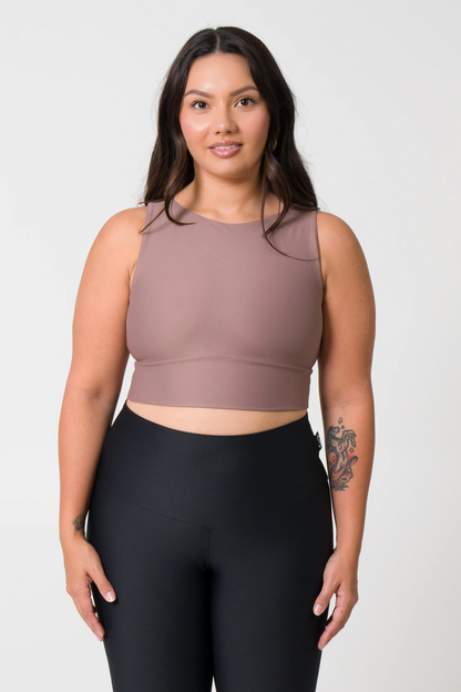 Mocha Performance - Reversible Comfort Crop Top