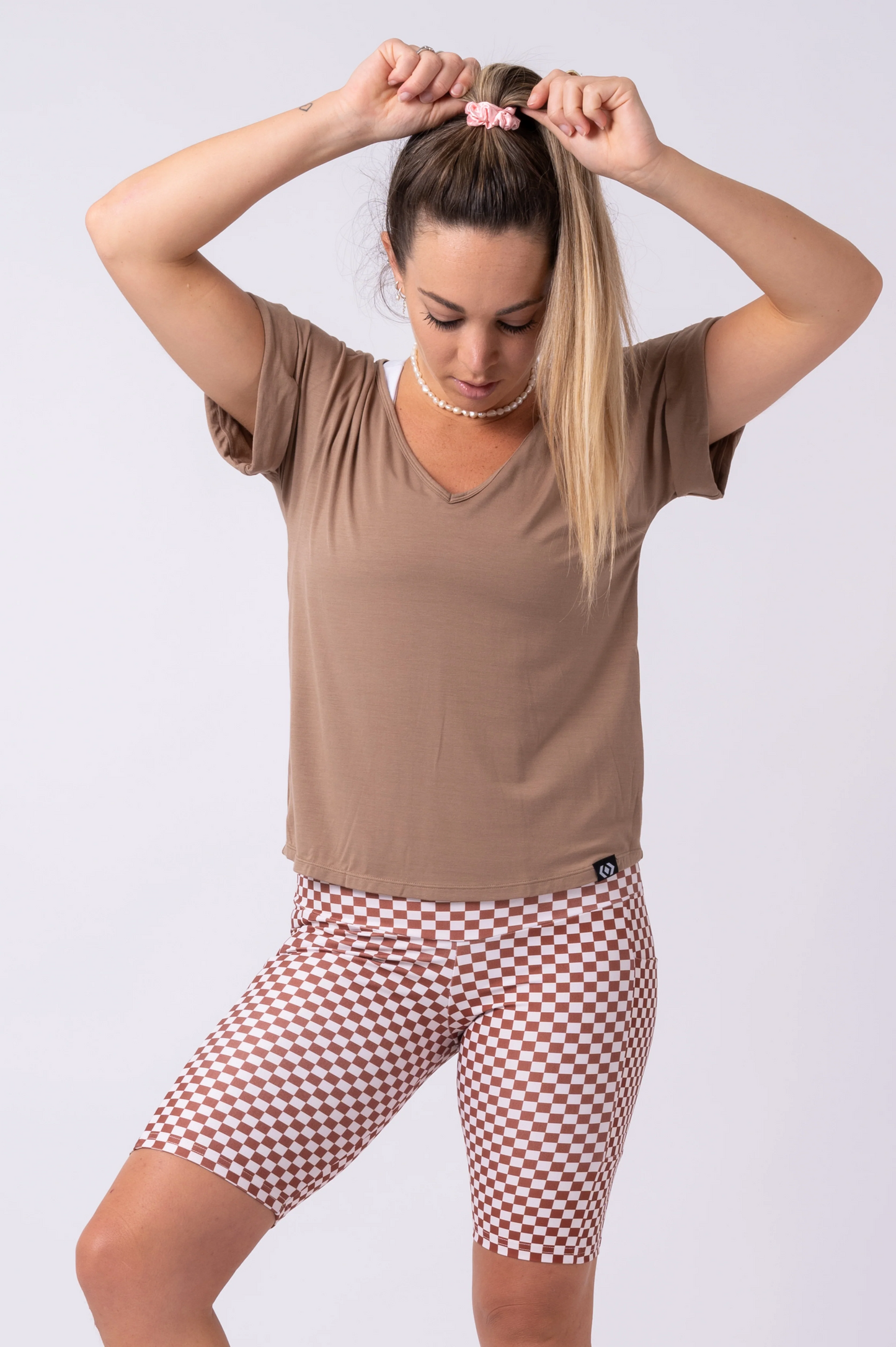 Mocha Slinky To Touch - V Neck Cuffed Sleeve Tee