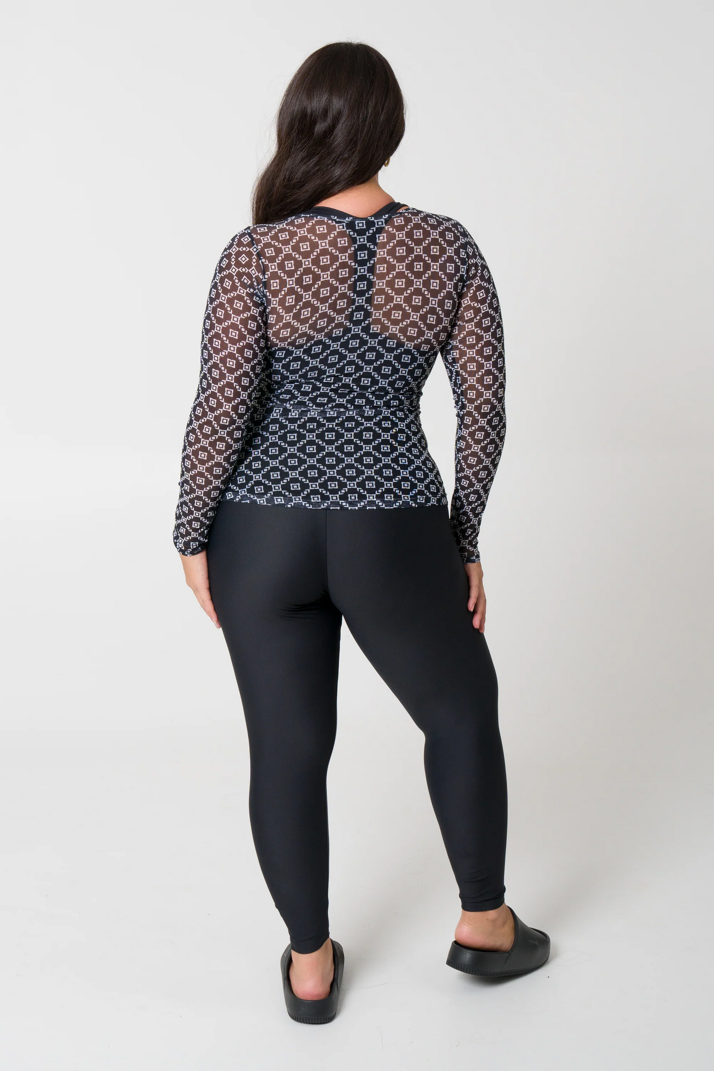 Monogram Black Net - Fitted Long Sleeve Tee