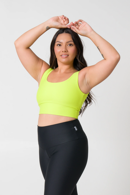 Neon Yellow Performance - Scoop Neck Comfort Crop Top