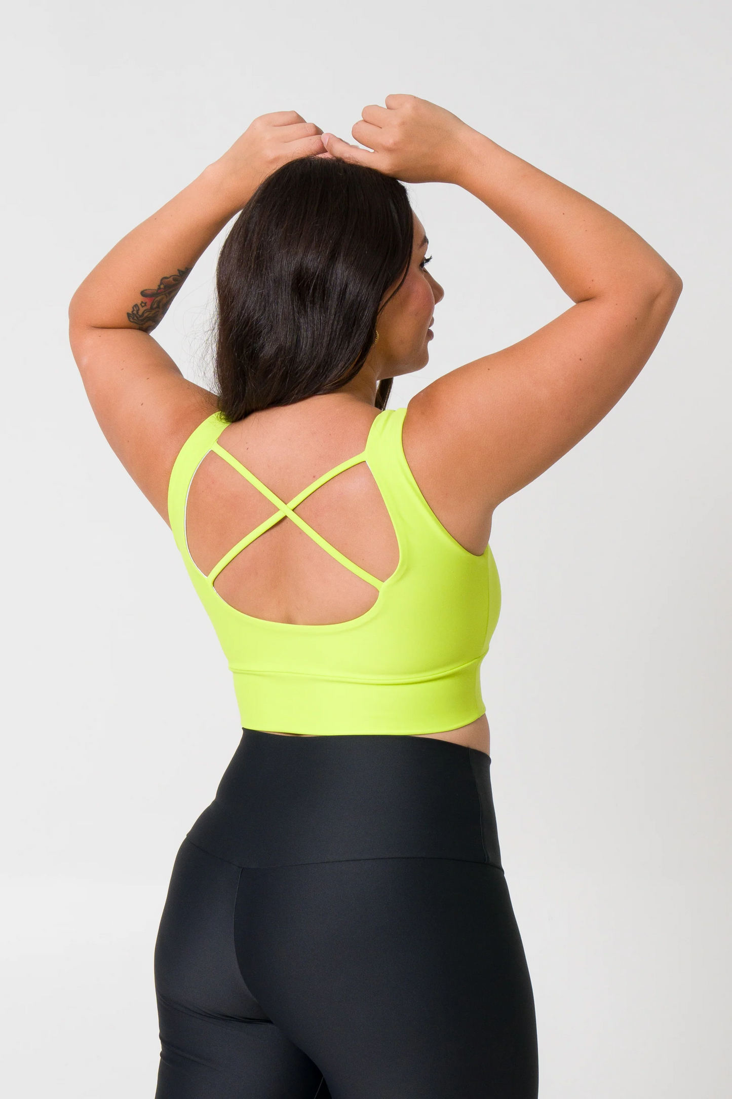 Neon Yellow Performance - Scoop Neck Comfort Crop Top