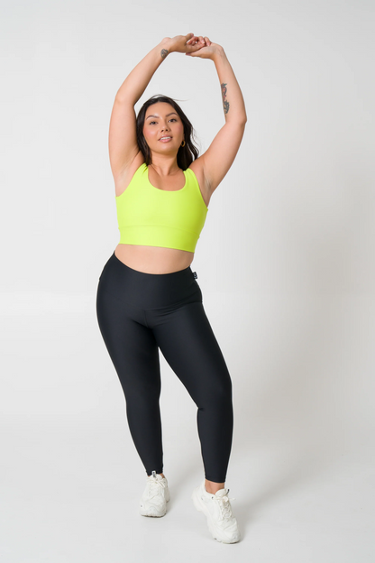 Neon Yellow Performance - Scoop Neck Comfort Crop Top