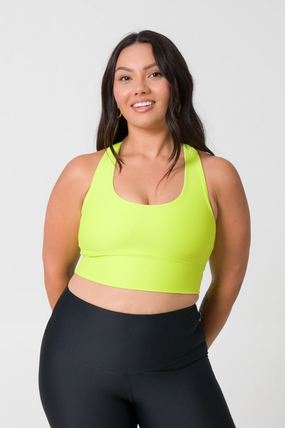 Neon Yellow Performance - T Back Comfort Crop Top