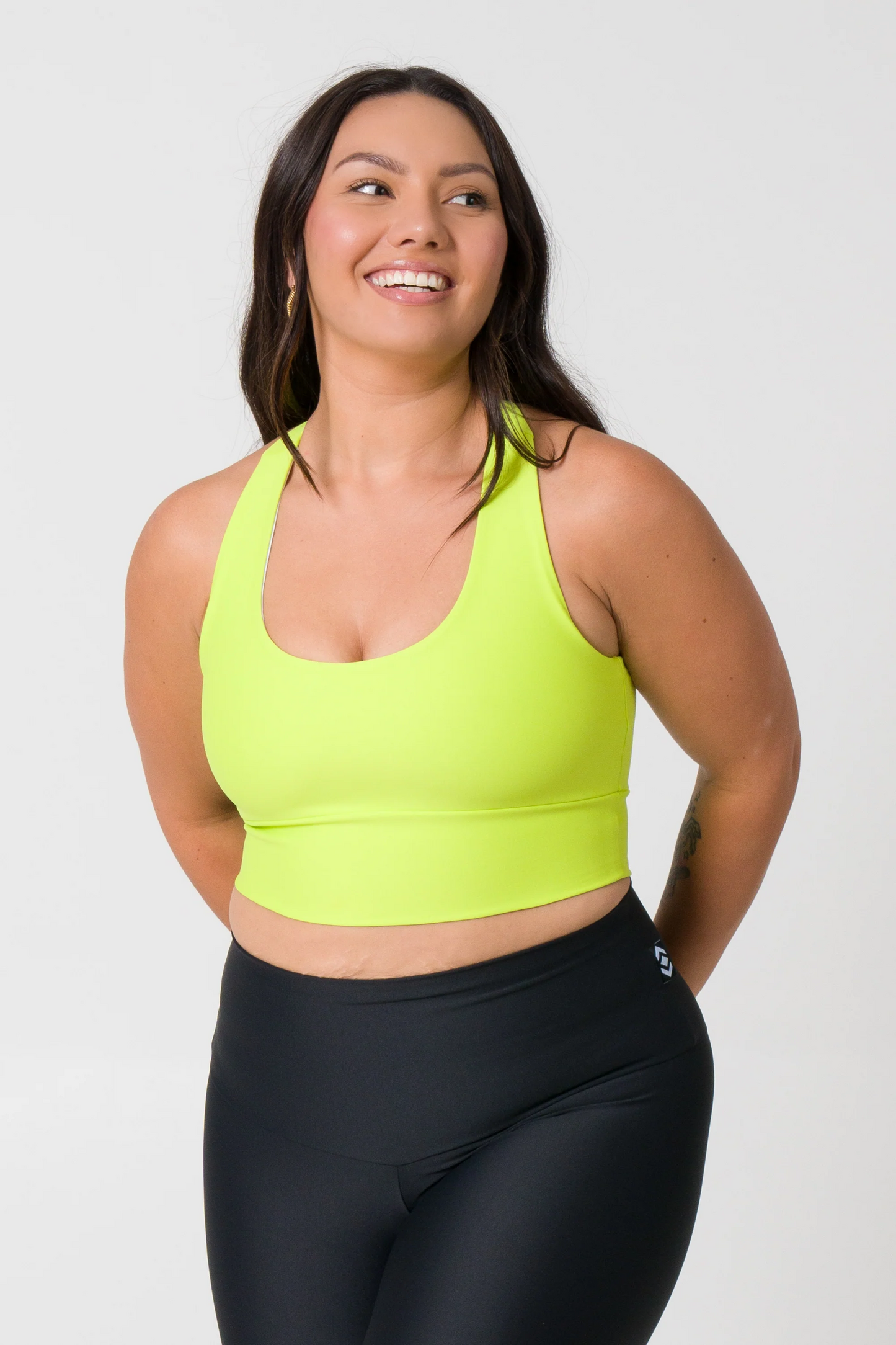 Neon Yellow Performance - T Back Comfort Crop Top