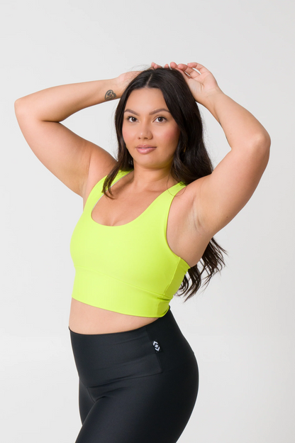 Neon Yellow Performance - T Back Comfort Crop Top