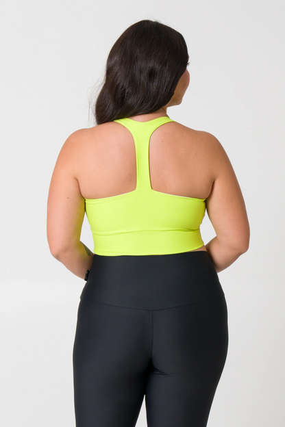 Neon Yellow Performance - T Back Comfort Crop Top