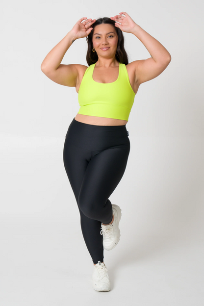 Neon Yellow Performance - T Back Comfort Crop Top