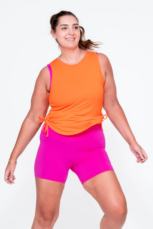 Orange Slinky To Touch - Muscle Back Tank W/ Cinched Sides