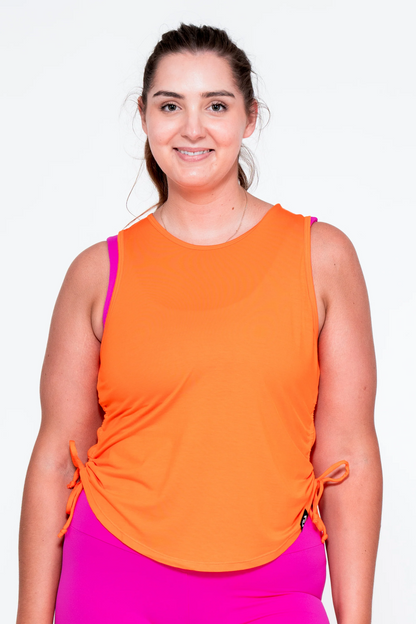 Orange Slinky To Touch - Muscle Back Tank W/ Cinched Sides