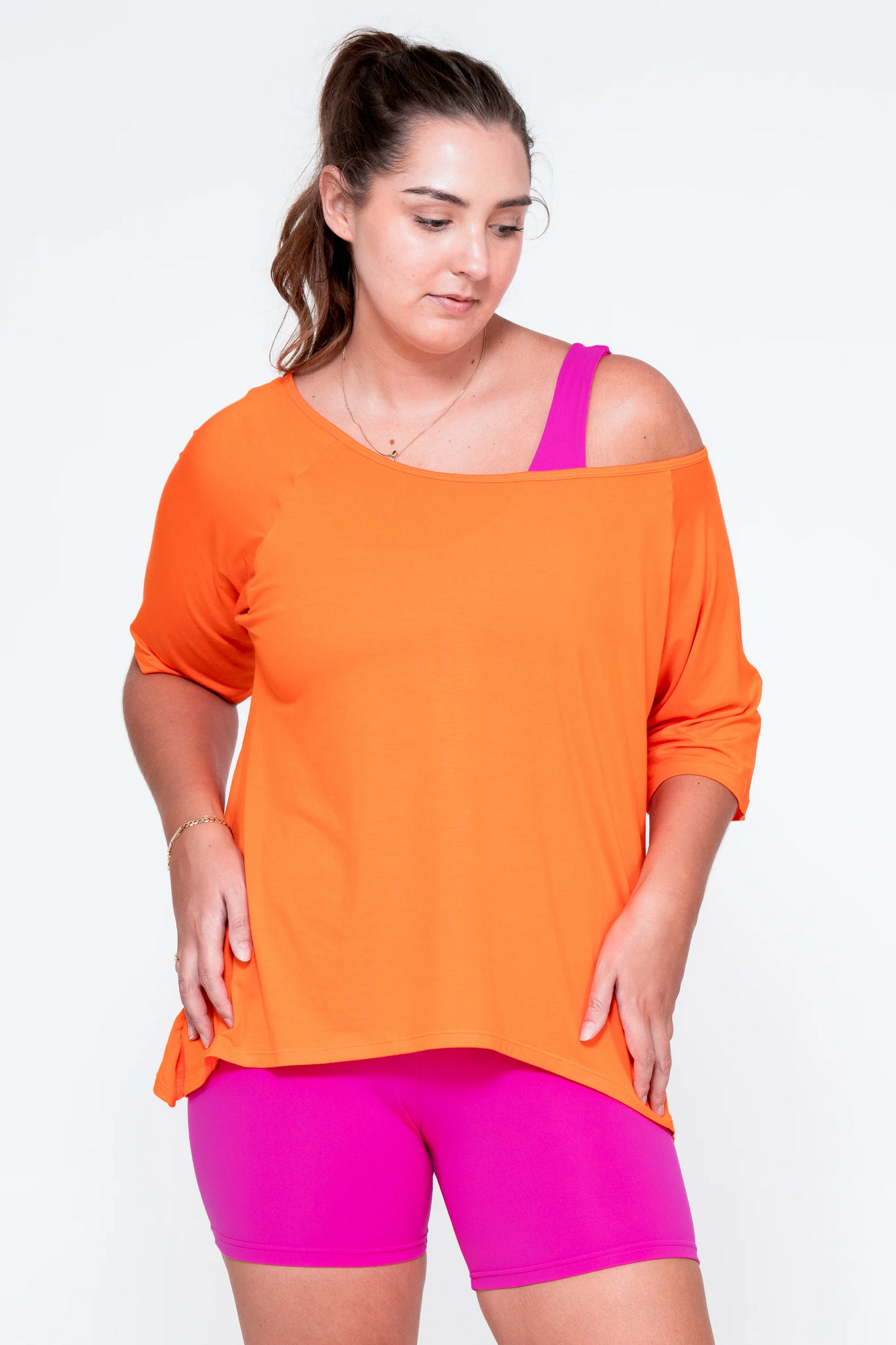 Orange Slinky To Touch - Off The Shoulder Tee